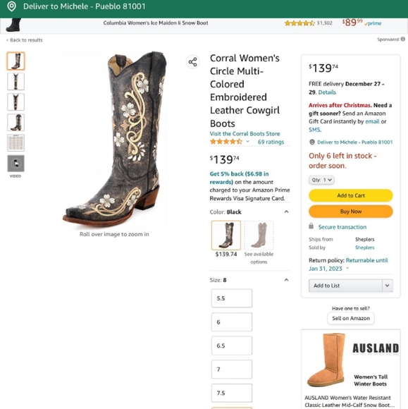 Corral Women's Floral Boots - Picture 3 of 3